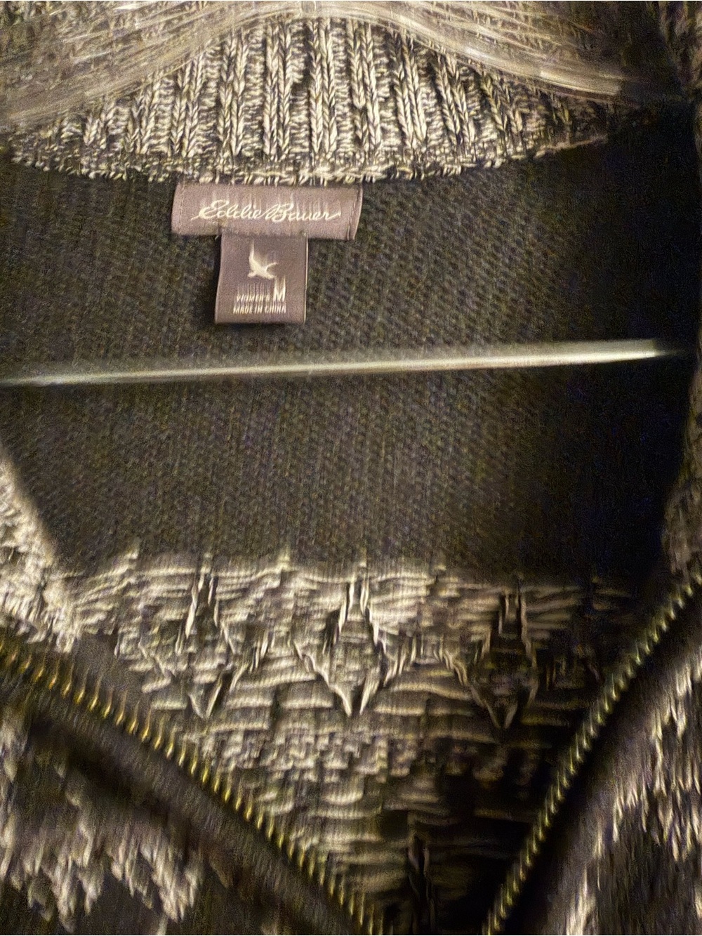 Eddie Bauer Women’s Zip-Up Fair Isle Sweater - Black & Gray - Picture 3 of 4